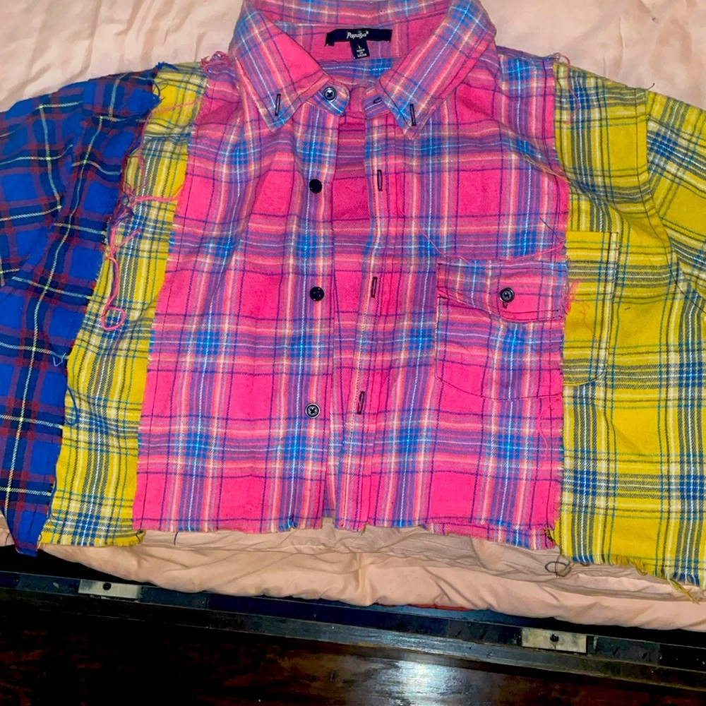 Colorful crop top jacket, large size, good condition.